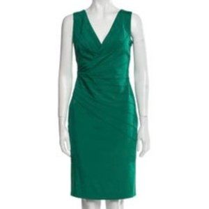 Escada Kelly green sleeveless silk blend dress with V-neck size M